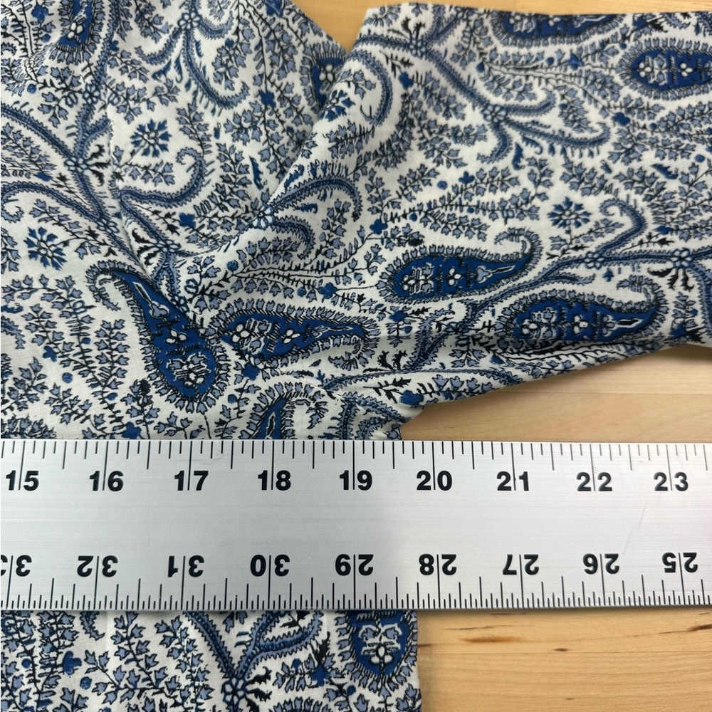 NWT Max Studio L/S Boho Peasant Blouse Shirt Size M Blue Paisley Floral Rayon - Picture 4 of 10